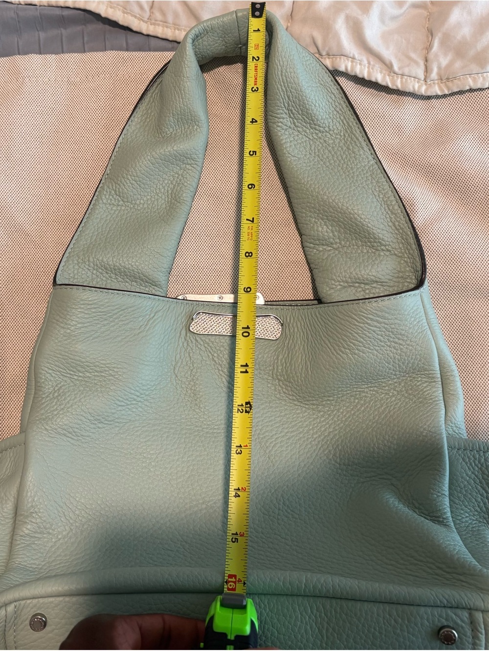 Donna Karan Mint Green Pebbled Leather Hobo Bag - Picture 9 of 11